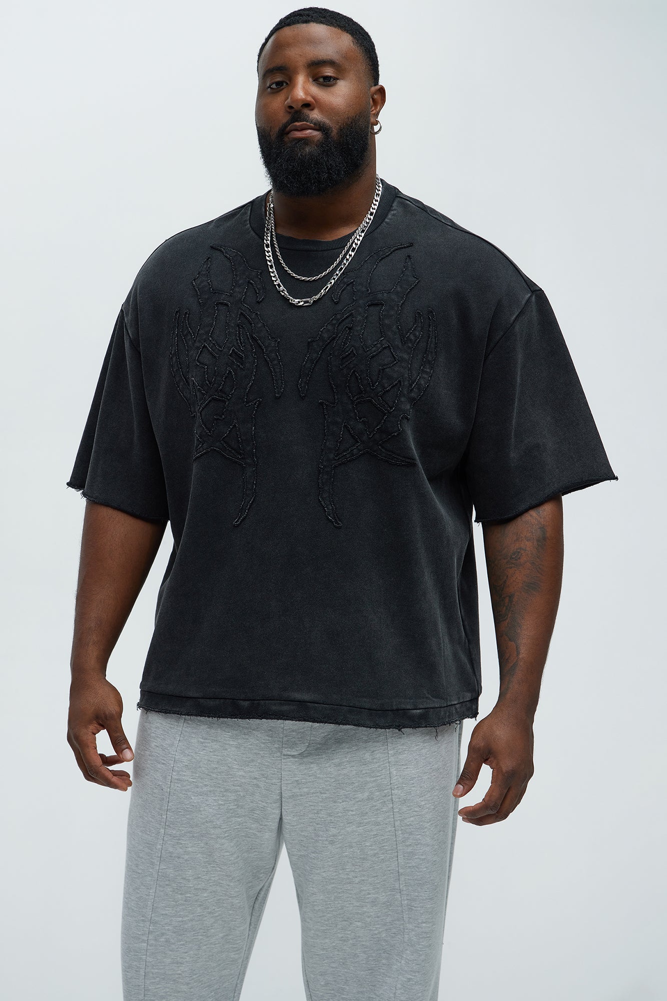 Tyson Rave Patched Heavy Wash Relaxed Tee - Black Wash