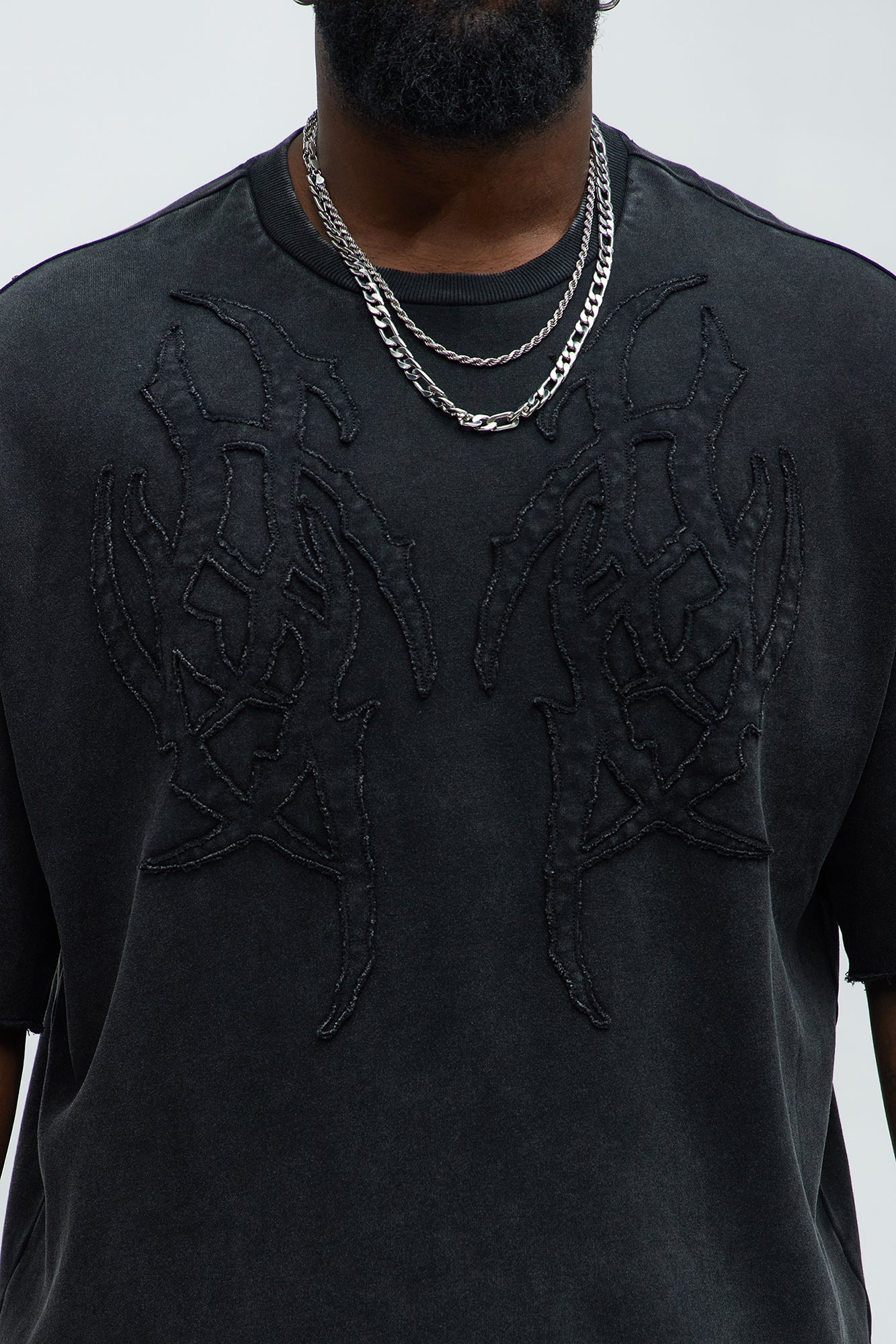 Tyson Rave Patched Heavy Wash Relaxed Tee - Black Wash