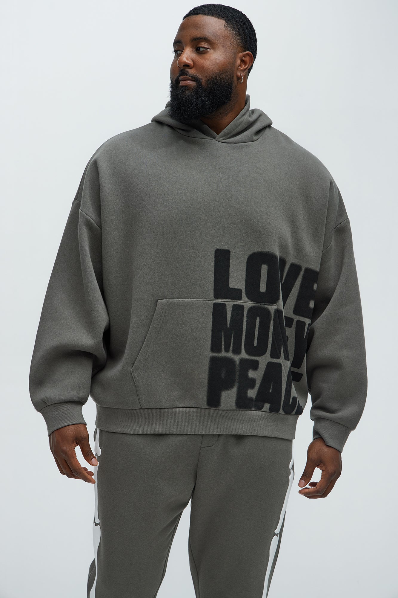 Tyson Spray Paint Oversized Hoodie - Grey/combo