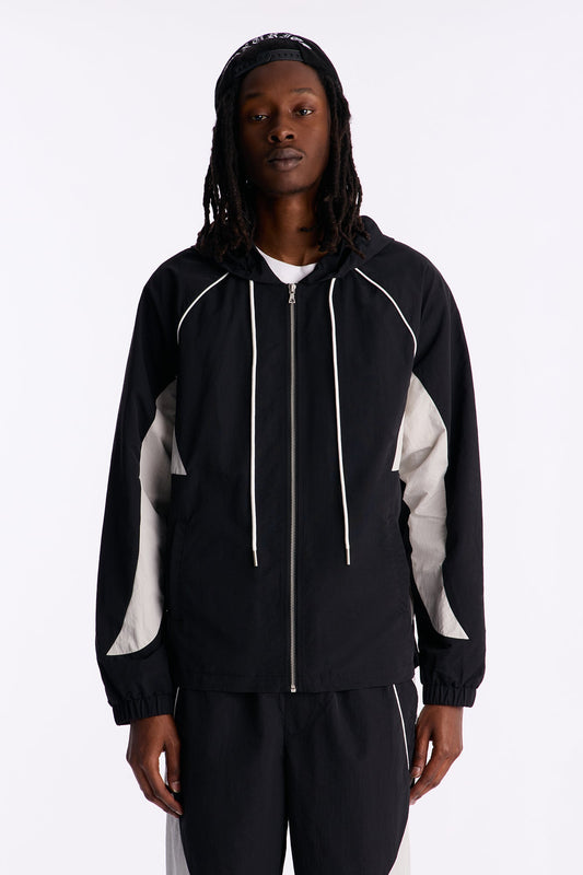 Relaxed Aura Coded Hooded Track Jacket - Black
