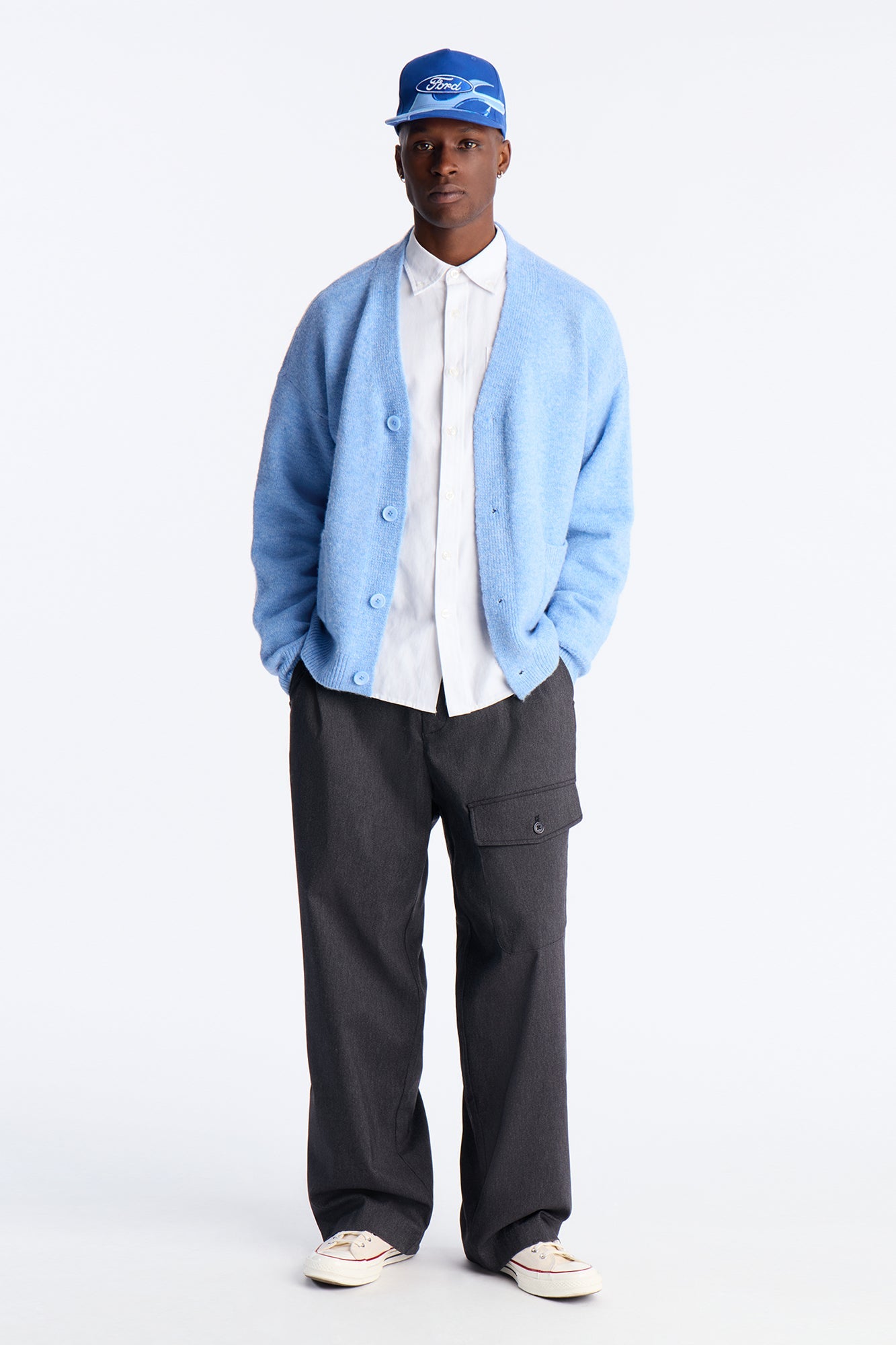 Cropped Harbor Ash Cardigan - Light Blue
