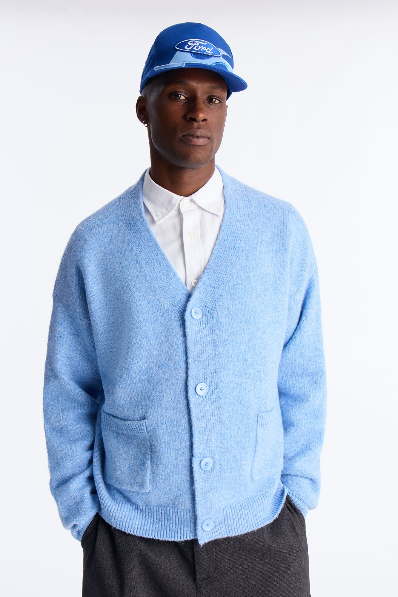 Cropped Harbor Ash Cardigan - Light Blue