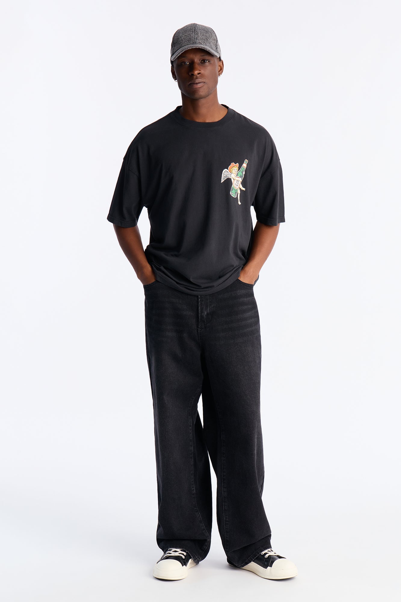 Let The Good Times Flow Oversized Short Sleeve Tee - Black Wash