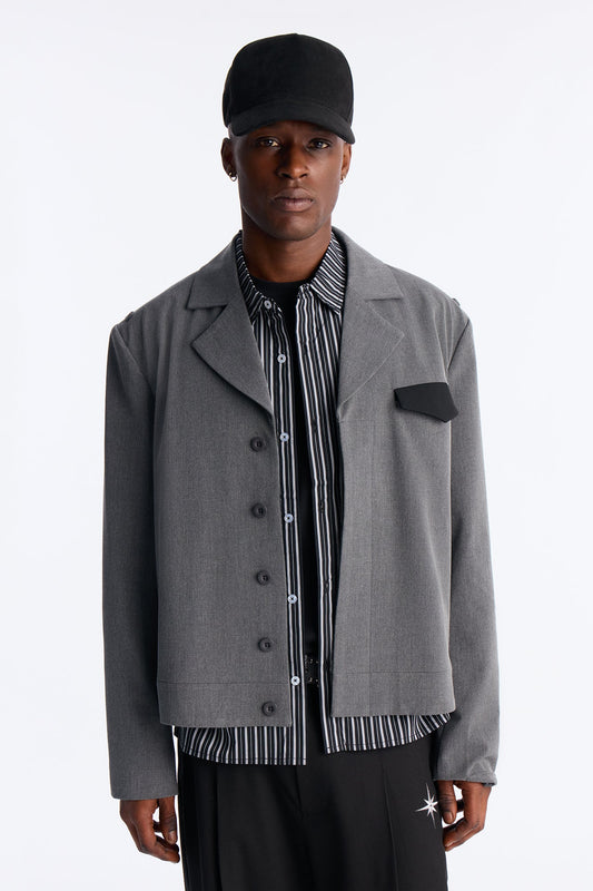 Merged Worlds Detailed Jacket - Charcoal