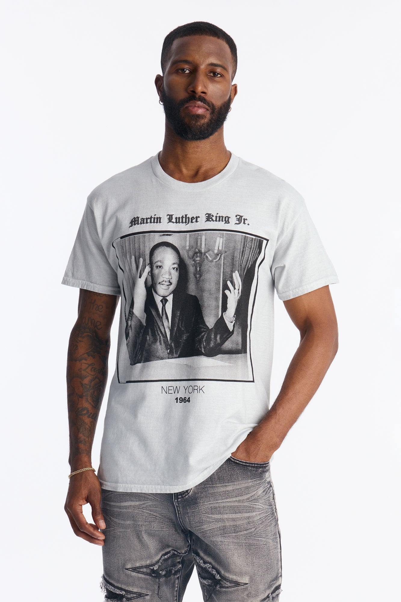 The King 1964 Puff Print Short Sleeve Tee - Grey