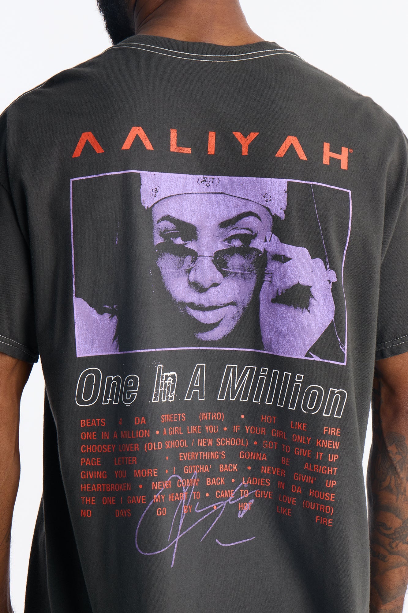 Aaliyah One In A Million Boxy Short Sleeve Tee - Black Wash
