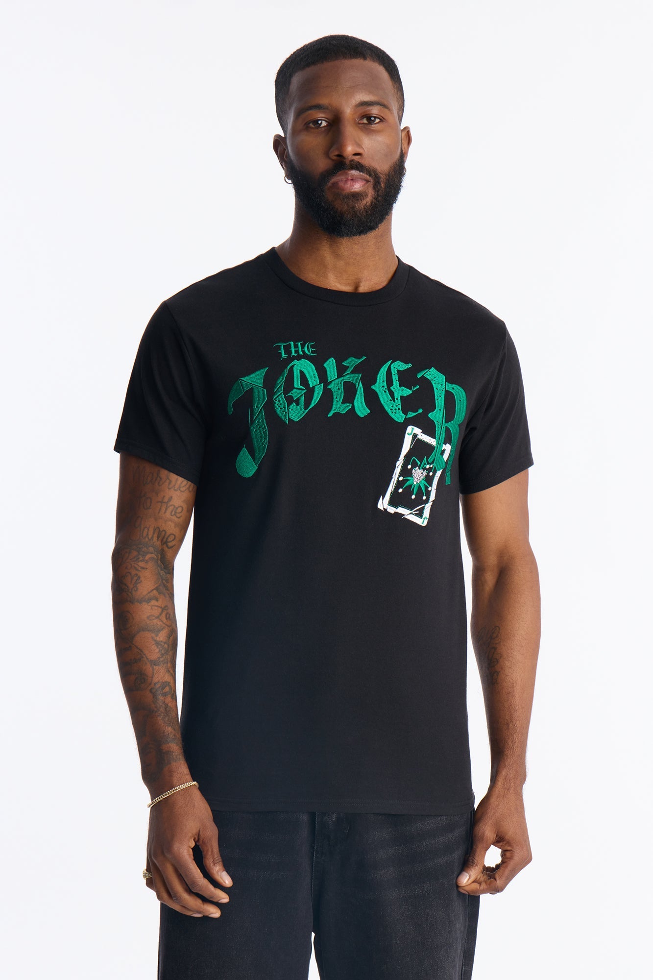 The Joker Embroidered Short Sleeve Tee - Black