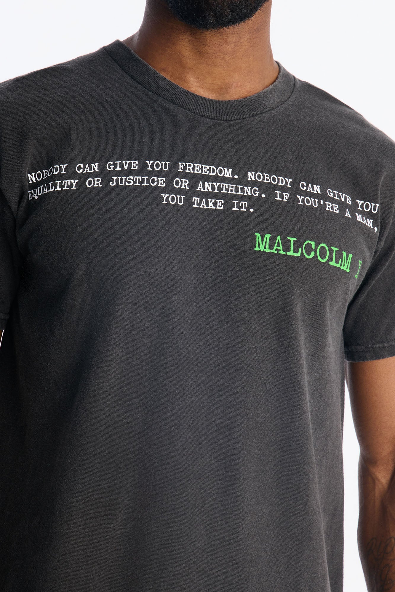 The Voice Of Malcom X Short Sleeve Tee - Black Wash