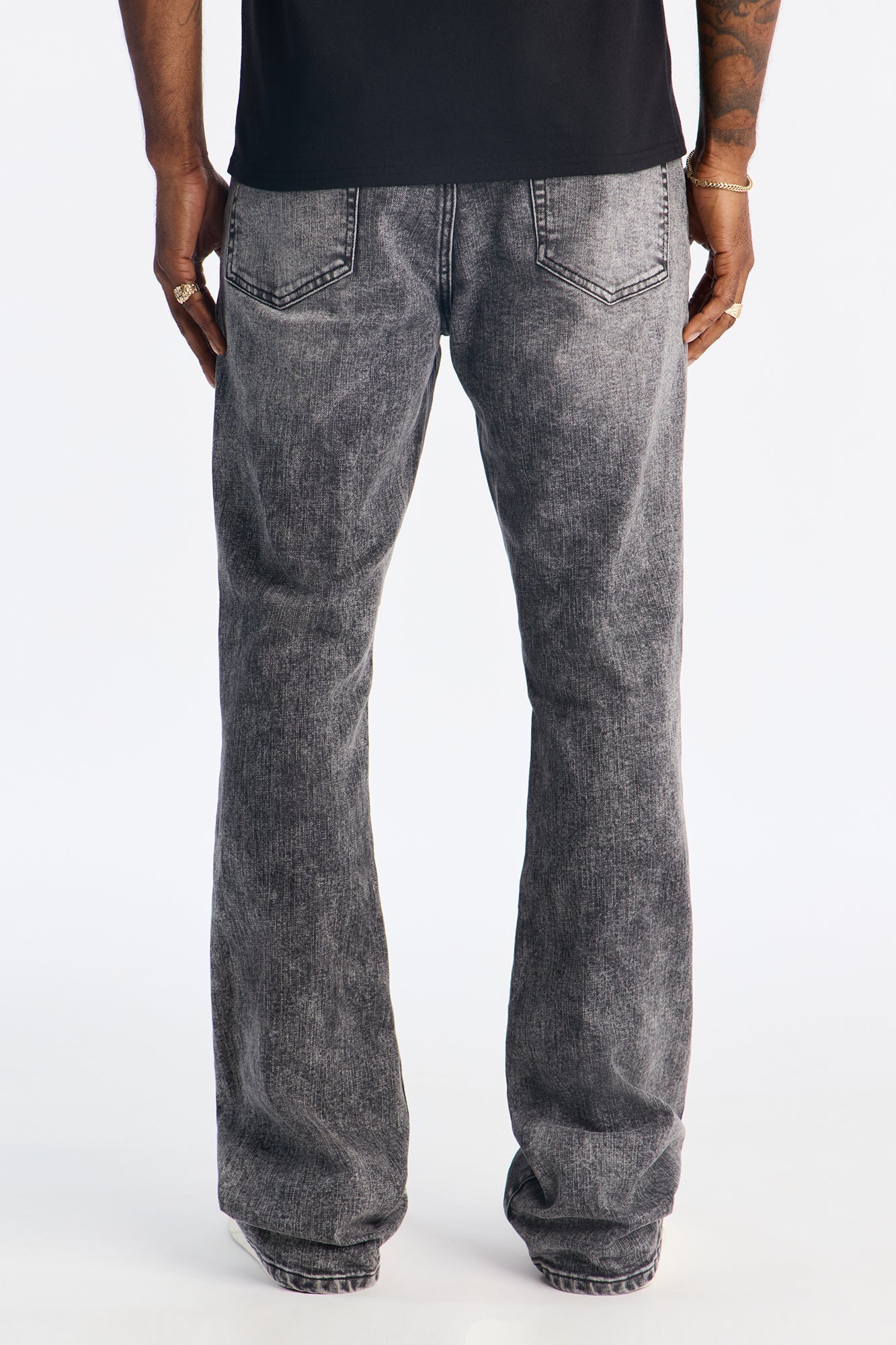 Stacked Skinny Flare Keep It Easy Jean - Acid Wash Black