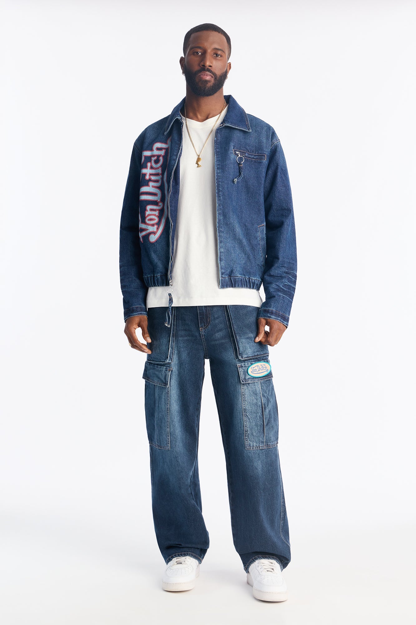 Von Dutch Americana Zip Up Denim Jacket - Dark Wash