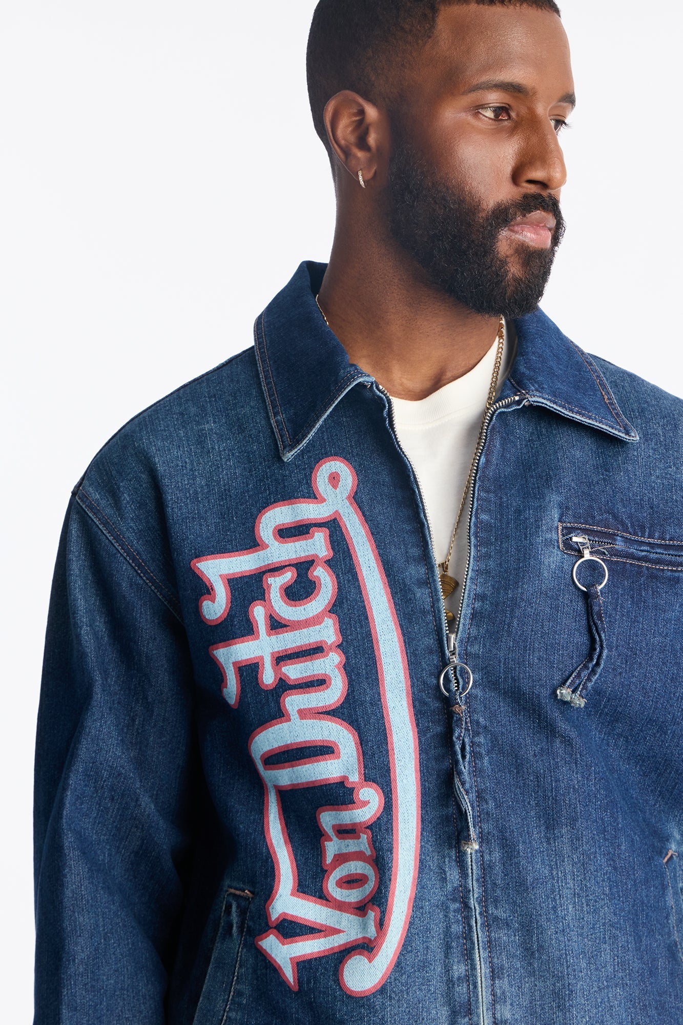 Von Dutch Americana Zip Up Denim Jacket - Dark Wash