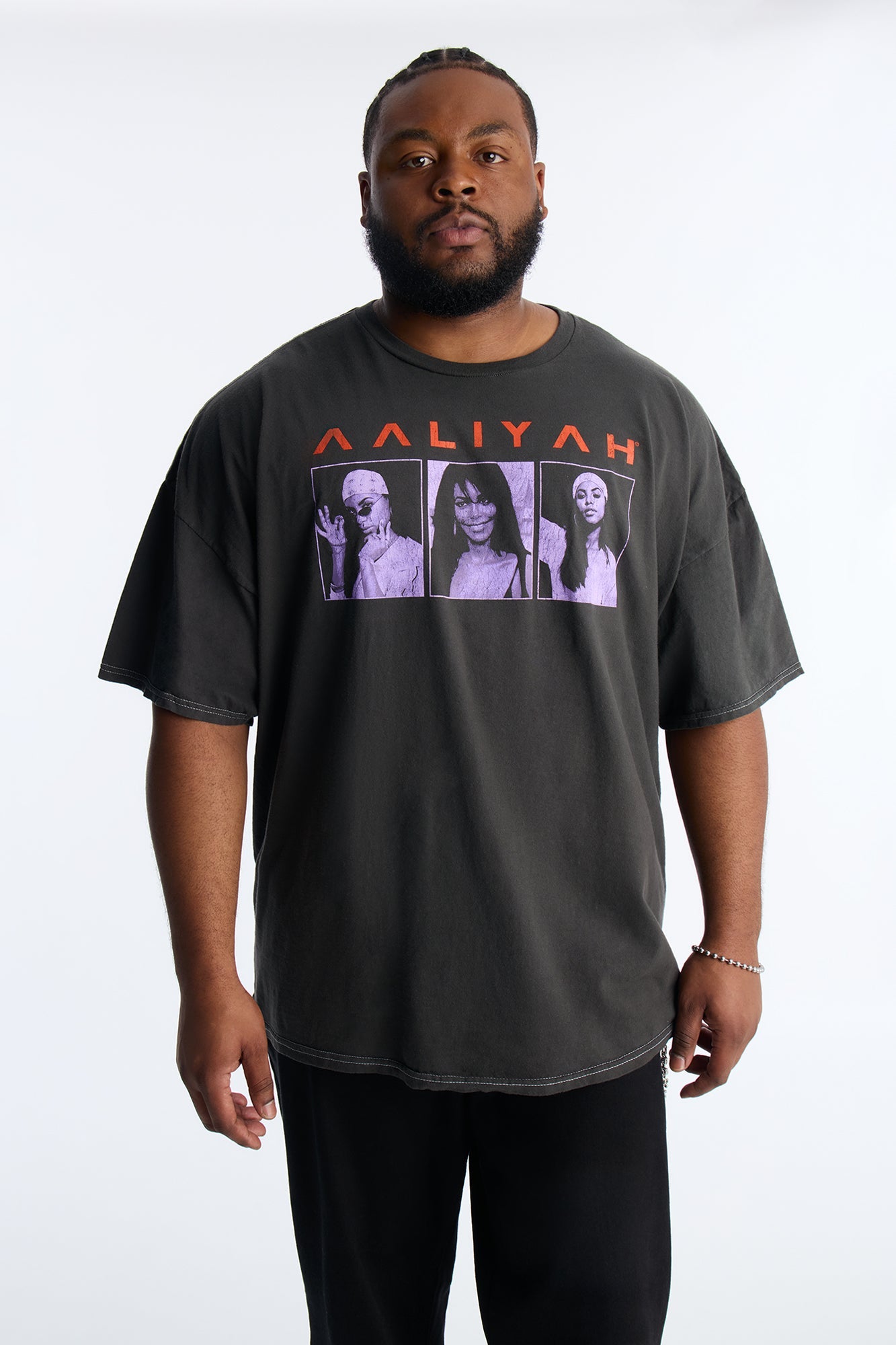 Aaliyah One In A Million Boxy Short Sleeve Tee - Black Wash
