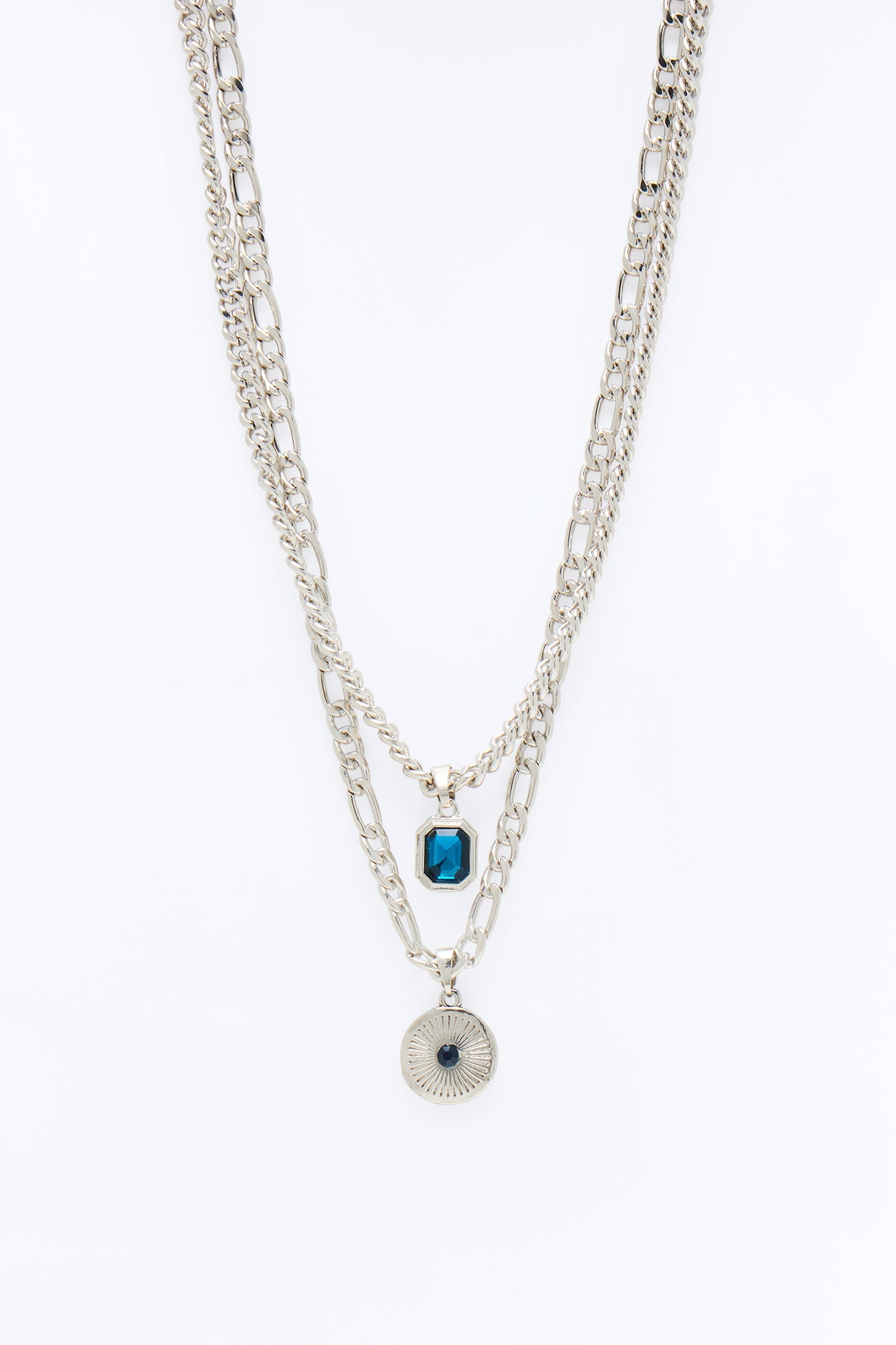 Double Down Necklace Set - Silver