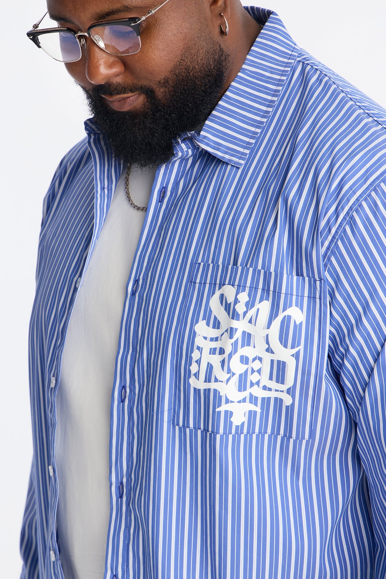 Santos Striped Button Up Shirt - Blue/combo