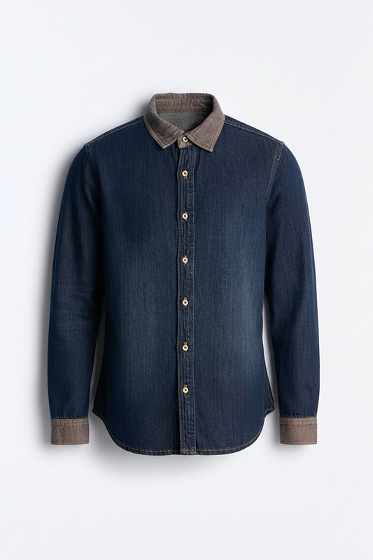 Dual Tone Denim Shirt - Indigo