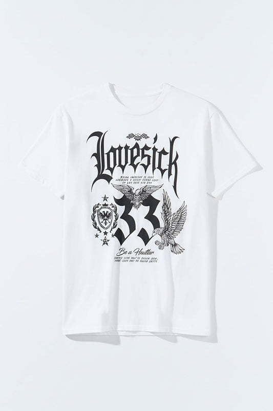 Lovesick Hustler Oversized Short Sleeve Tee - White